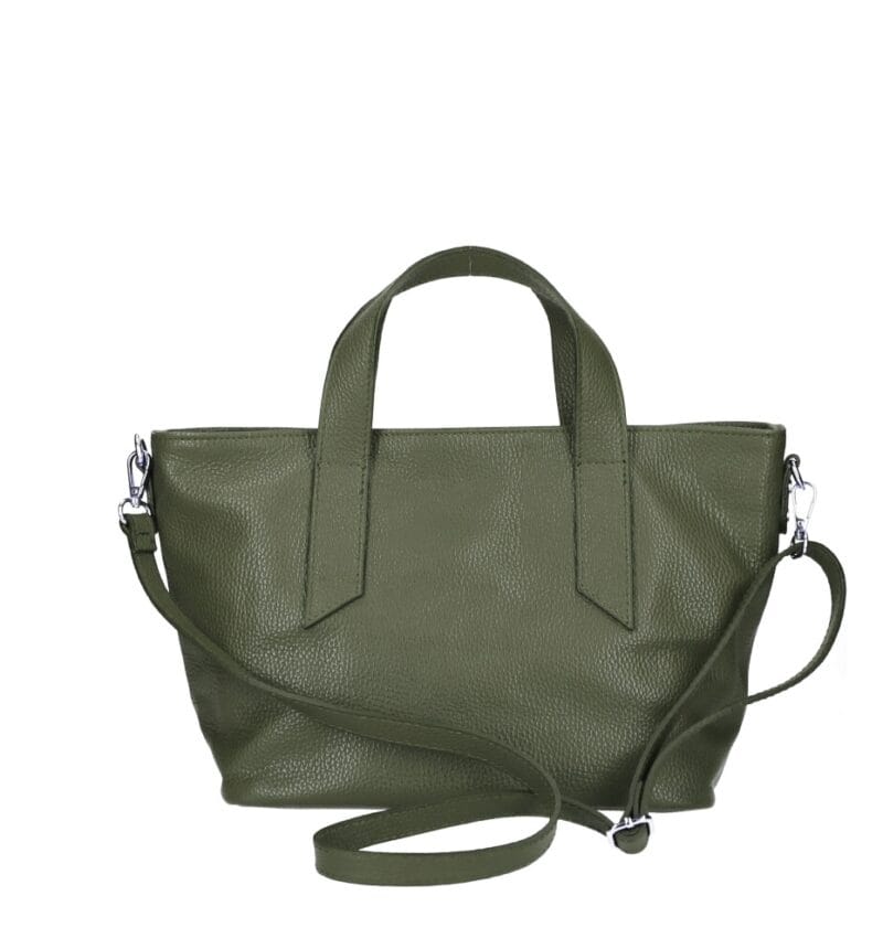 Leren Handtas Raquel leger groen groene trendy zacht leren damses handtassen lang hengsel italiaans leder chique kopen achterkant