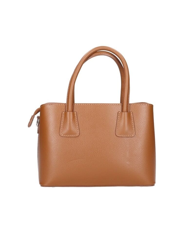 Leren Handtas Sydney cognac stevige leer handtassen schoudertassen dames kopen bestellen achterkant