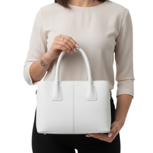 Leren Handtas Sydney wit witte stevige leer handtassen schoudertassen dames kopen bestellen model