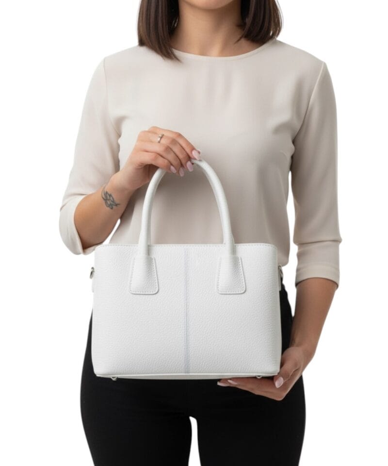 Leren Handtas Sydney wit witte stevige leer handtassen schoudertassen dames kopen bestellen model