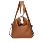 Leren Rugtas Leda donker cognac ruime leer rugtassen rugzak zilver beslag meervaks dames kopen bestellen verstelbaar