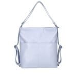 Leren Rugtas Leda licht blauw blauwe ruime leer rugtassen rugzak zilver beslag meervaks dames kopen bestellen achter voorvakken