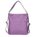 Leren Rugtas Leda paars paarse lila ruime leer rugtassen rugzak zilver beslag meervaks dames kopen bestellen achter voorvakken