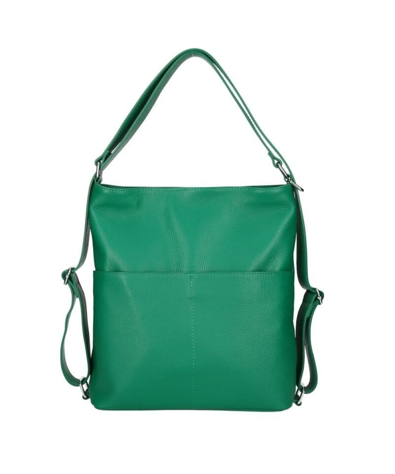 Leren Rugtas Leda petroleum groen petroliumgreen groen ruime leer rugtassen rugzak zilver beslag meervaks dames kopen bestellen achter voorvakken