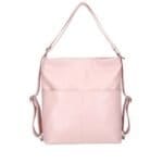 Leren Rugtas Leda poederroze pink ruime leer rugtassen rugzak zilver beslag meervaks dames kopen bestellen achter voorvakken