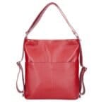 Leren Rugtas Leda rood rode ruime leer rugtassen rugzak zilver beslag meervaks dames kopen bestellen achter voorvakken