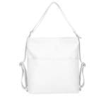 Leren Rugtas Leda wit witte ruime leer rugtassen rugzak zilver beslag meervaks dames kopen bestellen achter voorvakken