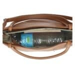 Leren Schoudertas Frieda cognac ruime leren schoudertas zilver beslag zacht leder kopen bestellen binnenkant