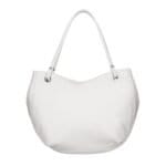 Leren Schoudertas Frieda wit witte ruime leren schoudertas zilver beslag zacht leder kopen bestellen