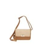 Leren Schoudertas Giada cognac raffia details leer schoudertassen chqiue goud draaisluiting uniek kopen bestellen