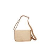 Leren Schoudertas Giada cognac raffia details leer schoudertassen chqiue goud draaisluiting uniek kopen bestellen achterkant