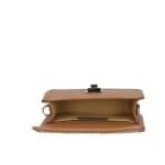 Leren Schoudertas Giada cognac raffia details leer schoudertassen chqiue goud draaisluiting uniek kopen bestellen binnenkant