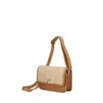 Leren Schoudertas Giada cognac raffia details leer schoudertassen chqiue goud draaisluiting uniek kopen bestellen zij