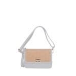 Leren Schoudertas Giada wit witte raffia details leer schoudertassen chqiue goud draaisluiting uniek kopen bestellen