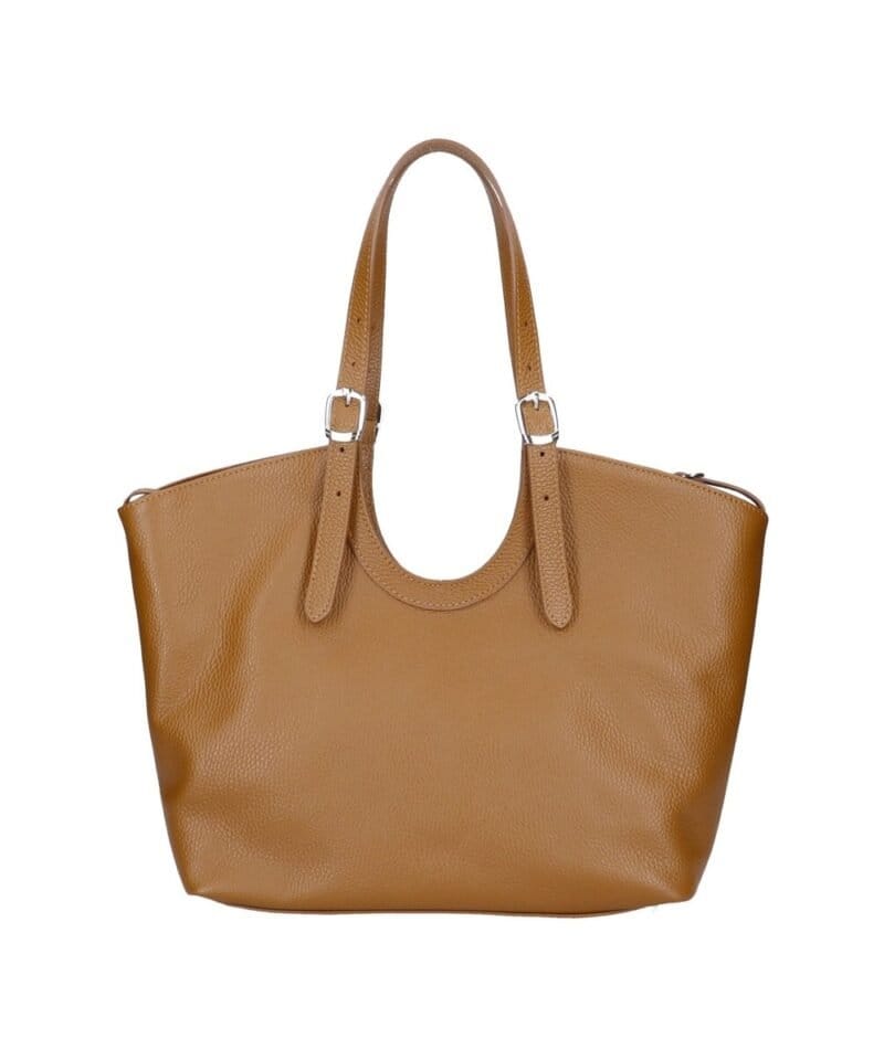 Leren Schoudertas Manuela cognac ruime leren schoudertassen shoppers meervaks soepel chique tassen kopen bestellen