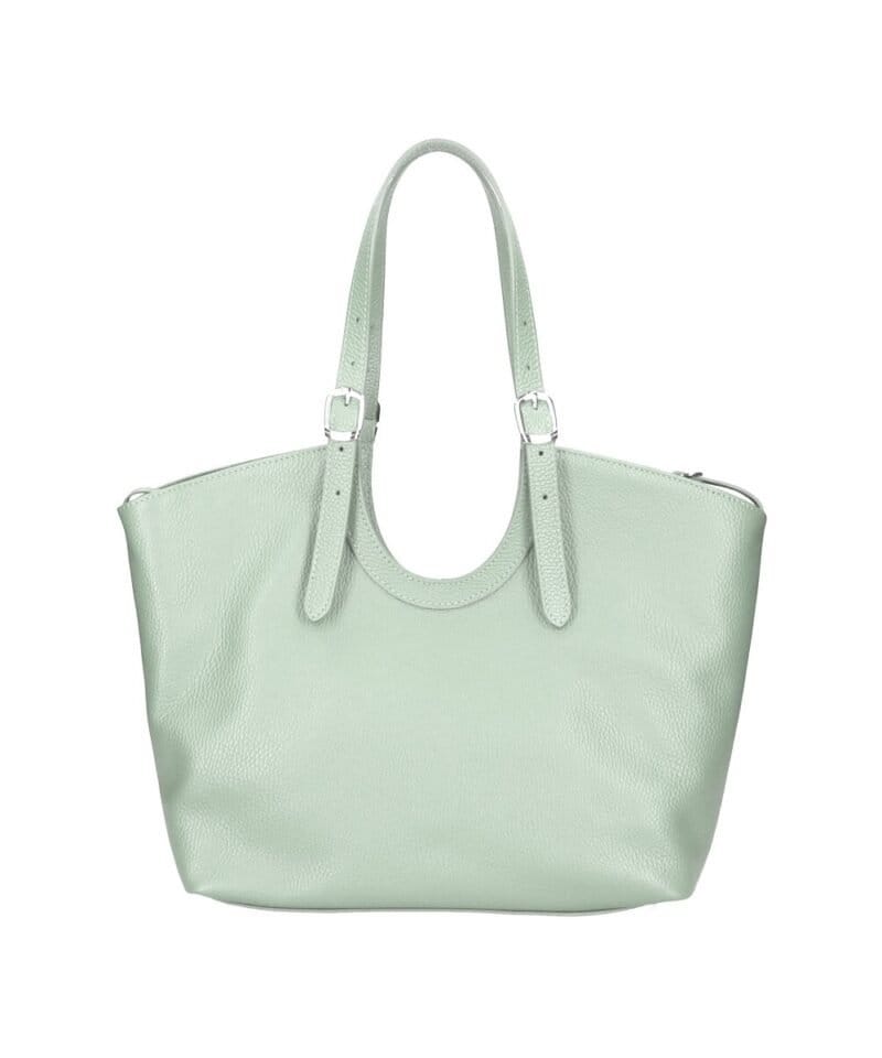 Leren Schoudertas Manuela licht mint ruime leren schoudertassen shoppers meervaks soepel chique tassen kopen bestellen