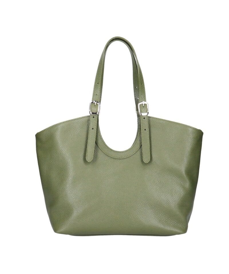 Leren Schoudertas Manuela olijfgroen groene ruime leren schoudertassen shoppers meervaks soepel chique tassen kopen bestellen