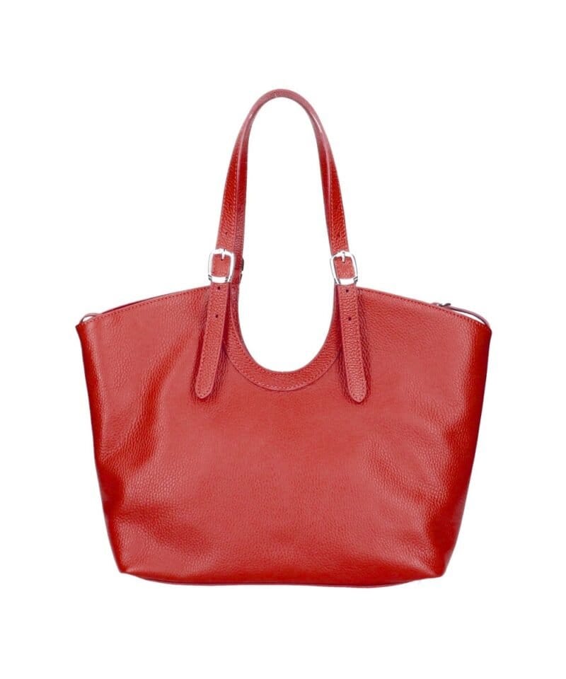 Leren Schoudertas Manuela rood rode ruime leren schoudertassen shoppers meervaks soepel chique tassen kopen bestellen