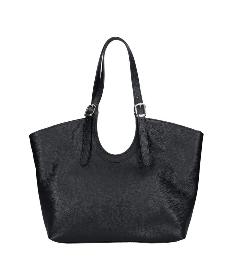 Leren Schoudertas Manuela zwart zwarte ruime leren schoudertassen shoppers meervaks soepel chique tassen kopen bestellen