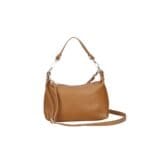 Leren Schoudertas Mary cognac zacht leren schoudertassen kort en lang hengsel zilver beslag kopen bestellen chique