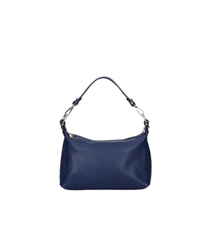 Leren Schoudertas Mary jeansblauw blauwe zacht leren schoudertassen kort en lang hengsel zilver beslag kopen bestellen