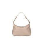 Leren Schoudertas Mary taupe zacht leren schoudertassen kort en lang hengsel zilver beslag kopen bestellen