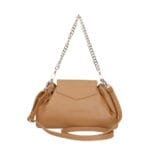 Leren Schoudertas Morgana achterkant trekkoord flap kettinghengsel leer schoudertassen crossbodytas kopen bestellen chique