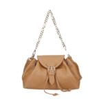 Leren Schoudertas Morgana cognac trekkoord flap kettinghengsel leer schoudertassen crossbodytas kopen bestellen chique