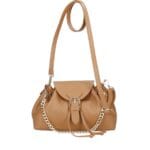 Leren Schoudertas Morgana cognac trekkoord flap kettinghengsel leer schoudertassen crossbodytas kopen bestellen chique extra