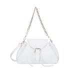 Leren Schoudertas Morgana wit witte trekkoord flap kettinghengsel leer schoudertassen crossbodytas kopen bestellen chique