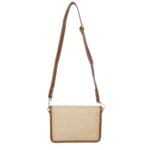 Leren Schoudertas Noa cognac raffia details leer schoudertassen chqiue goud beslag uniek kopen bestellen achterkant