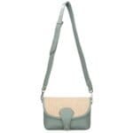 Leren Schoudertas Noa mint raffia details leer schoudertassen chqiue goud beslag uniek kopen bestellen