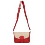 Leren Schoudertas Noa rood rode raffia details leer schoudertassen chqiue goud beslag uniek kopen bestellen