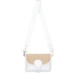 Leren Schoudertas Noa wit witte raffia details leer schoudertassen chqiue goud beslag uniek kopen bestellen