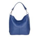 Leren Schoudertas Rebecca blauw blauwe zacht leer schoudertassen zilver beslag extra vakken trendy dames tassen kopen bestellen
