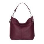 Leren Schoudertas Rebecca bordeaux zacht leer schoudertassen zilver beslag extra vakken trendy dames tassen kopen bestellen-Photoroom