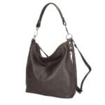 Leren Schoudertas Rebecca donker bruin bruine zacht leer schoudertassen zilver beslag extra vakken trendy dames tassen kopen bestellen zij