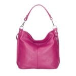 Leren Schoudertas Rebecca fuchsia zacht leer schoudertassen zilver beslag extra vakken trendy dames tassen kopen bestellen