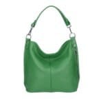 Leren Schoudertas Rebecca groen groene zacht leer schoudertassen zilver beslag extra vakken trendy dames tassen kopen bestellen