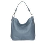 Leren Schoudertas Rebecca hemelsblauw blauwe . zacht leer schoudertassen zilver beslag extra vakken trendy dames tassen kopen bestellen-Photoroom