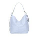 Leren Schoudertas Rebecca licht blauw blauwe zacht leer schoudertassen zilver beslag extra vakken trendy dames tassen kopen bestellen