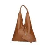 Leren Schoudertas Renee cognac zacht leer extra etui ruime dames shoppers kopen bestellen