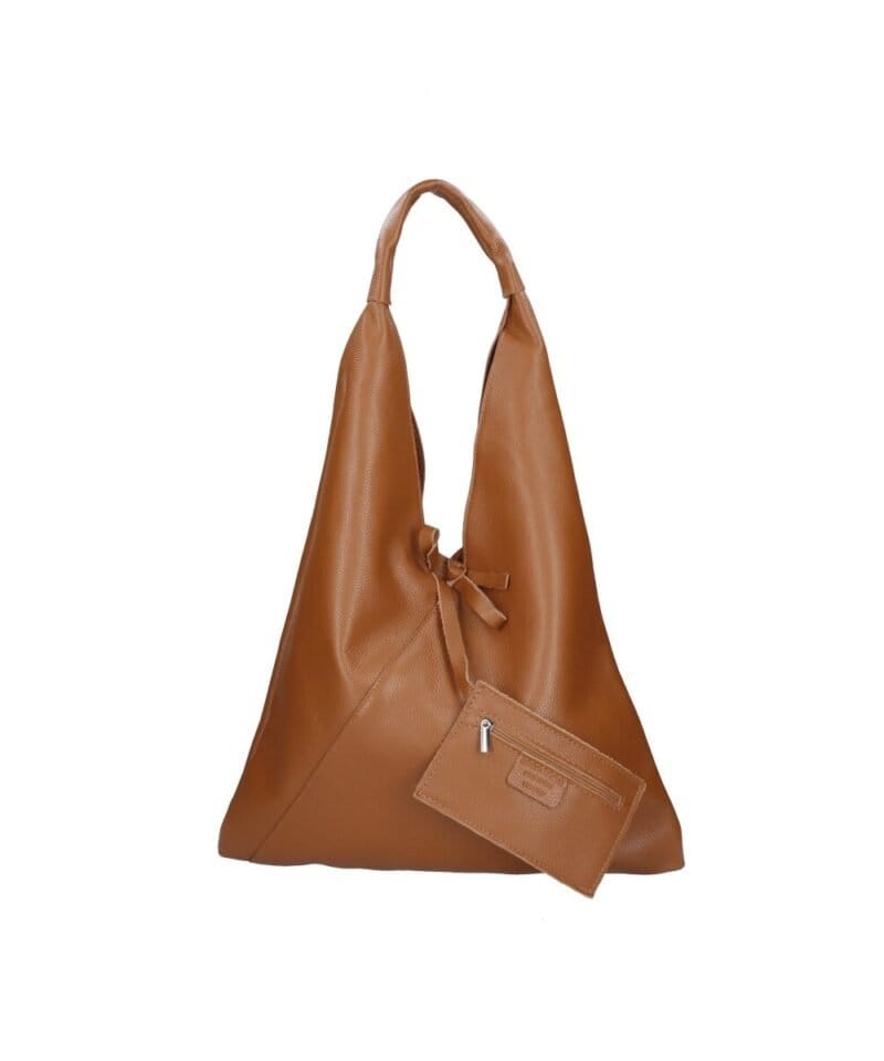 Leren Schoudertas Renee cognac zacht leer extra etui ruime dames shoppers kopen bestellen