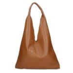 Leren Schoudertas Renee cognac zacht leer extra etui ruime dames shoppers kopen bestellen achterkant