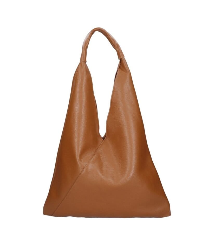 Leren Schoudertas Renee cognac zacht leer extra etui ruime dames shoppers kopen bestellen achterkant