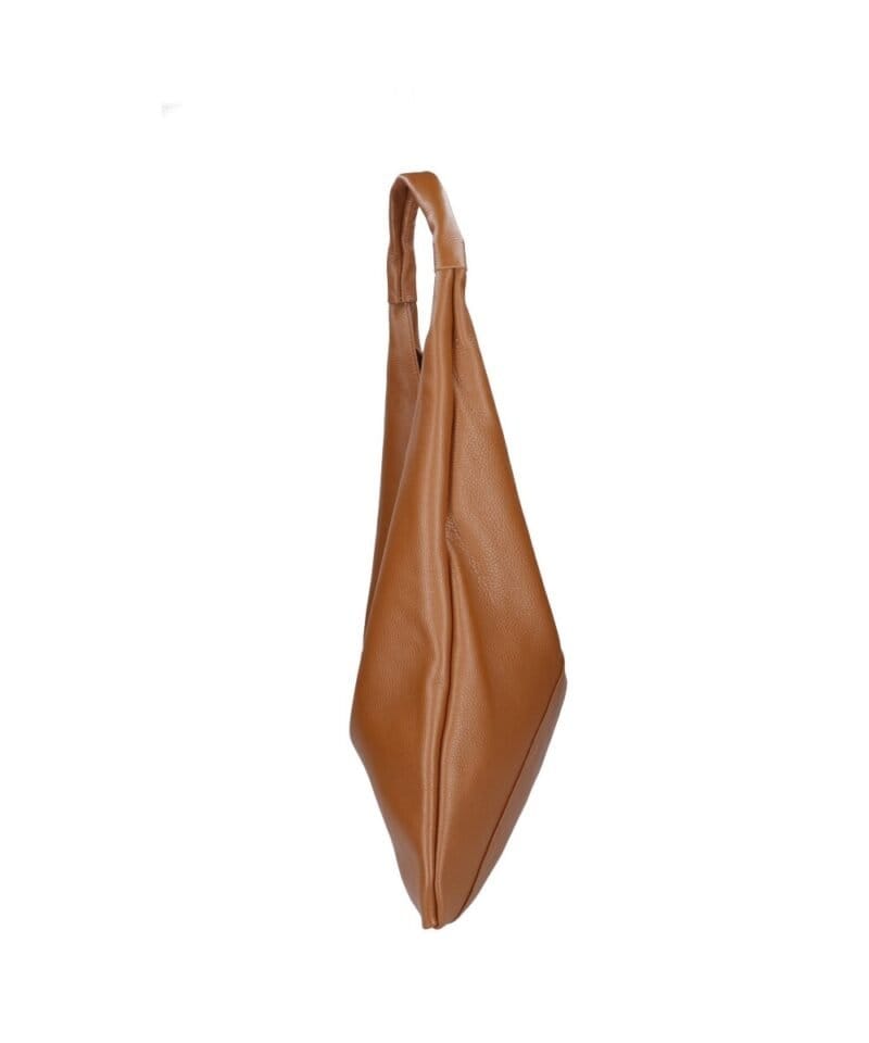 Leren Schoudertas Renee cognac zacht leer extra etui ruime dames shoppers kopen bestellen zijkant