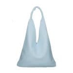 Leren Schoudertas Renee licht blauw blauwe zacht leer extra etui ruime dames shoppers kopen bestellen