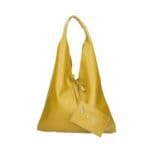 Leren Schoudertas Renee mosterdgeel gele zacht leer extra etui ruime dames shoppers kopen bestellen