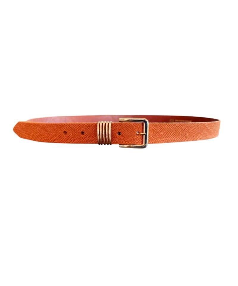 Leren Slangenprint Riem cognac trendy dames riemen snake print itliaans leren riemen ceinturen kopen bestellen