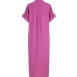 Maxi Jurk Linda magenta fuchsia lange doorknoop jurken dames kleding zomer jurken kraag zakken korte mouwen kopen bestellen achter-Photoroom